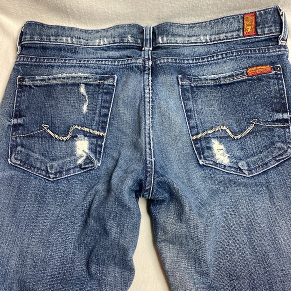 7 for all mankind Bootcut 002868 distressed blue jeans size 28 - Picture 4 of 10